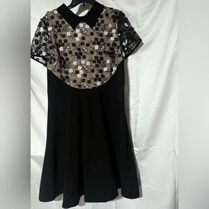 Floral Black and Cream Mini Dress